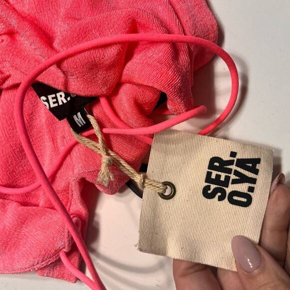 NWT SER.O.YA Ruched Hot Pink Bodysuit Size Medium MSRP $225 - Picture 6 of 11